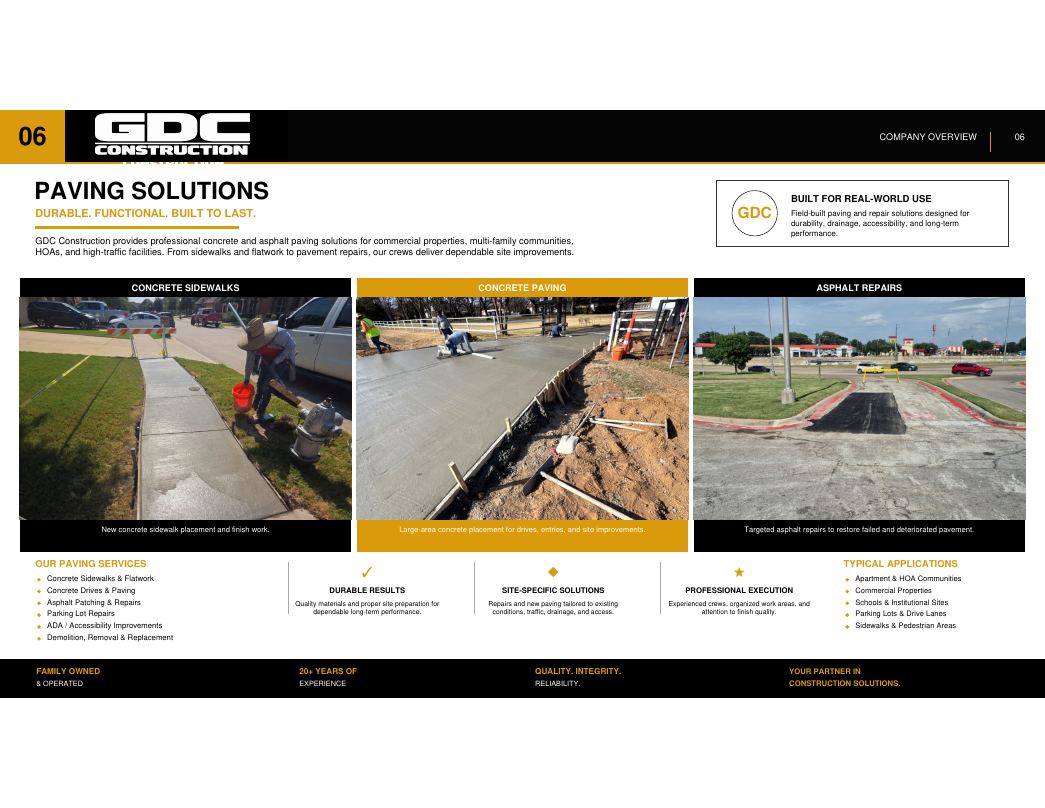 Concrete and asphalt paving projects