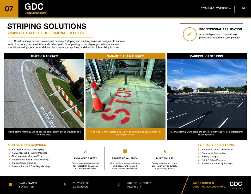 Pavement striping projects